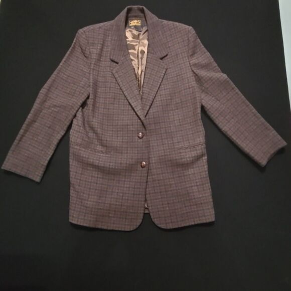 VTG Eddie Bauer Tweed Blazer SzM Wool Dark Academia Career Corp Preppy Gothic - Picture 7 of 13